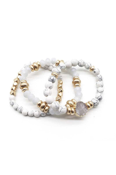 Natural Stone Bead Stretch Multi Bracelet - Deals Kiosk
