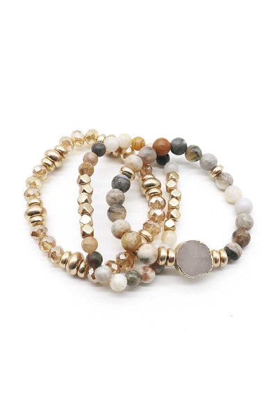 Natural Stone Bead Stretch Multi Bracelet - Deals Kiosk