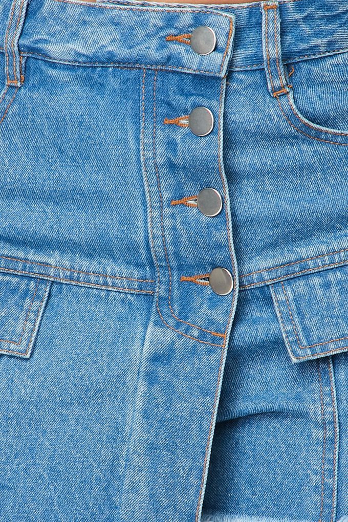 High Waisted Layered Denim Shorts With Pockets - Deals Kiosk