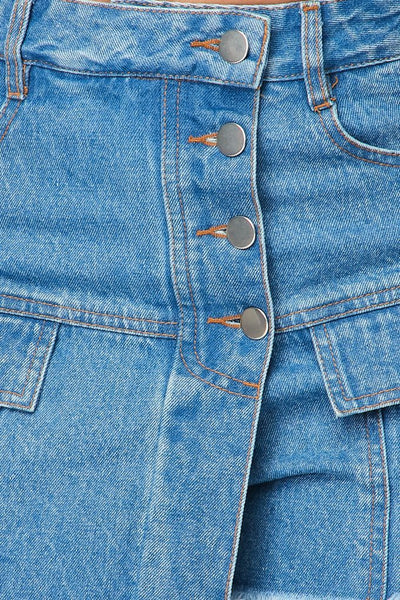 High Waisted Layered Denim Shorts With Pockets - Deals Kiosk