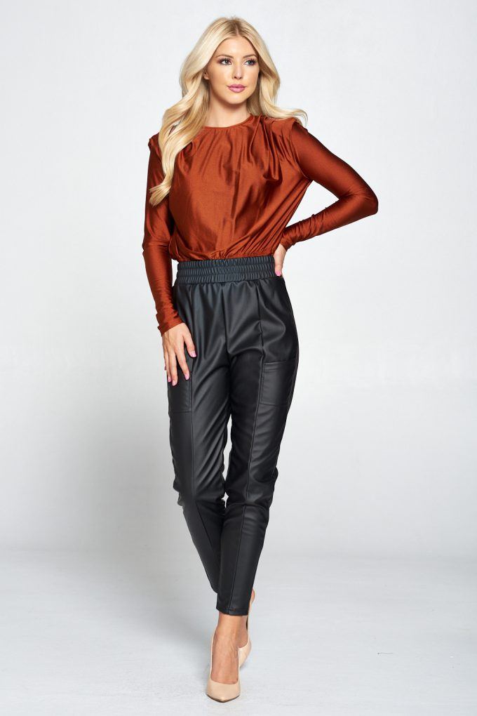 Metallic Padded Shoulder Bodysuit - Deals Kiosk