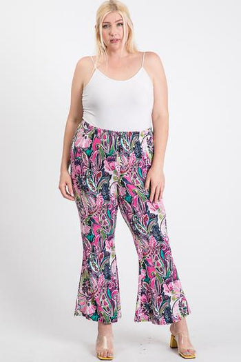 Flower Print With Bell Bottom Leggings - Deals Kiosk