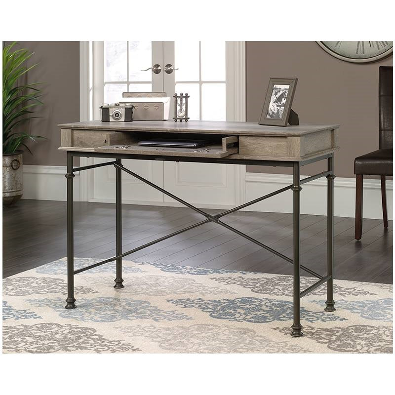 Farmhouse Oak Flip Down Drawer Writing Console Computer Desk - Deals Kiosk
