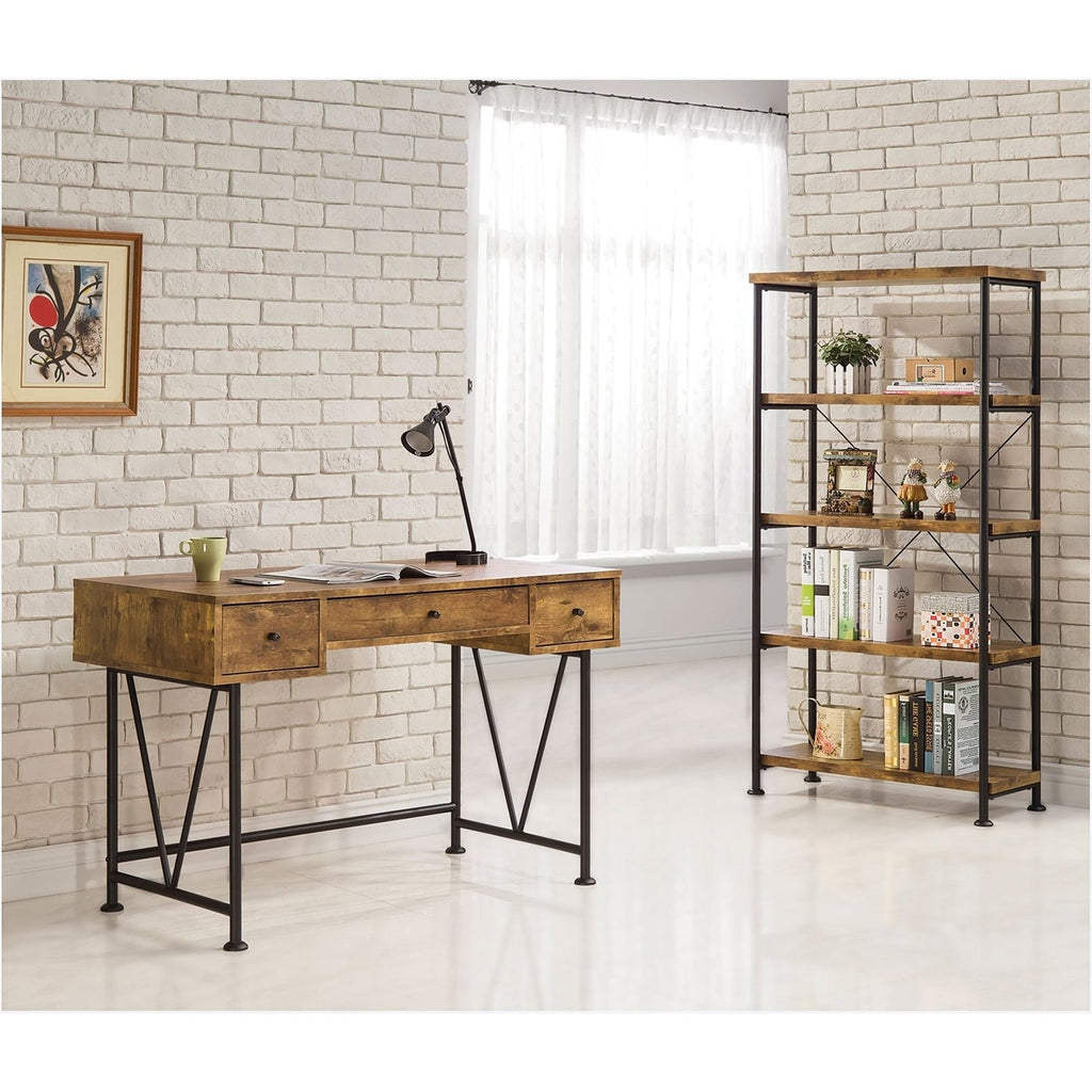 Farmhouse Rustic Home Office 3 Drawer Writing Desk - Deals Kiosk