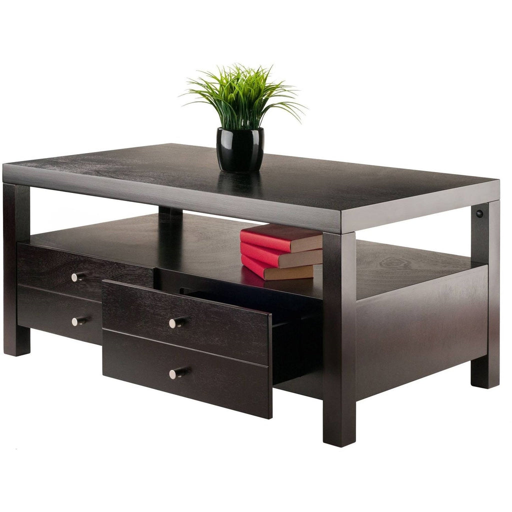 Modern Espresso 2 Drawer Coffee Table - Deals Kiosk