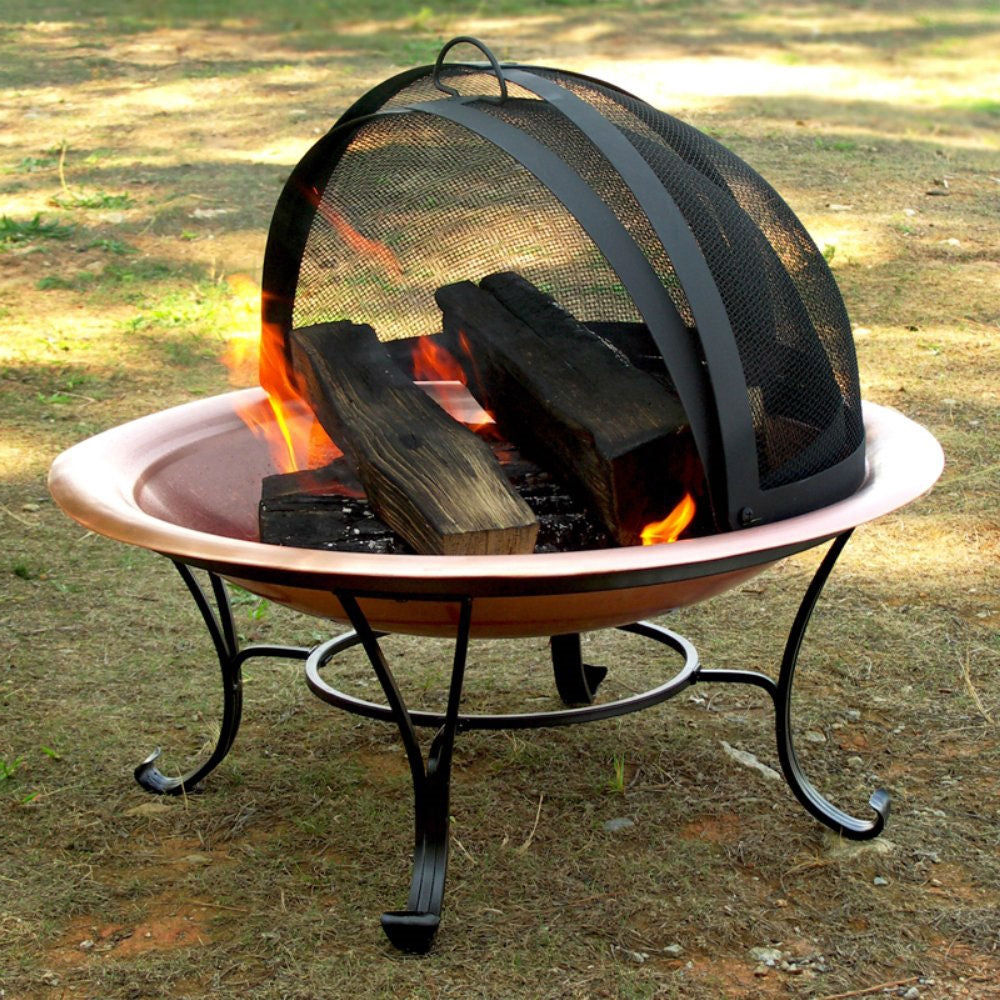 Classic 30-inch Copper Fire Pit with Dome Screen - Deals Kiosk