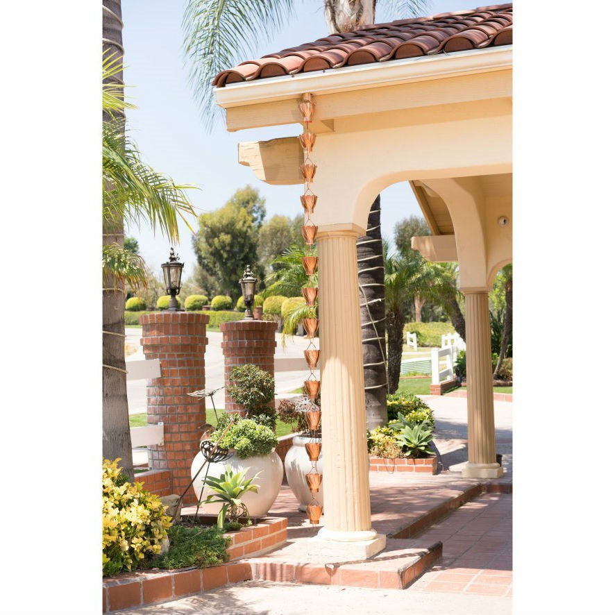 Copper 8.5 Ft Floral Petal Cups Rain Chain - Deals Kiosk