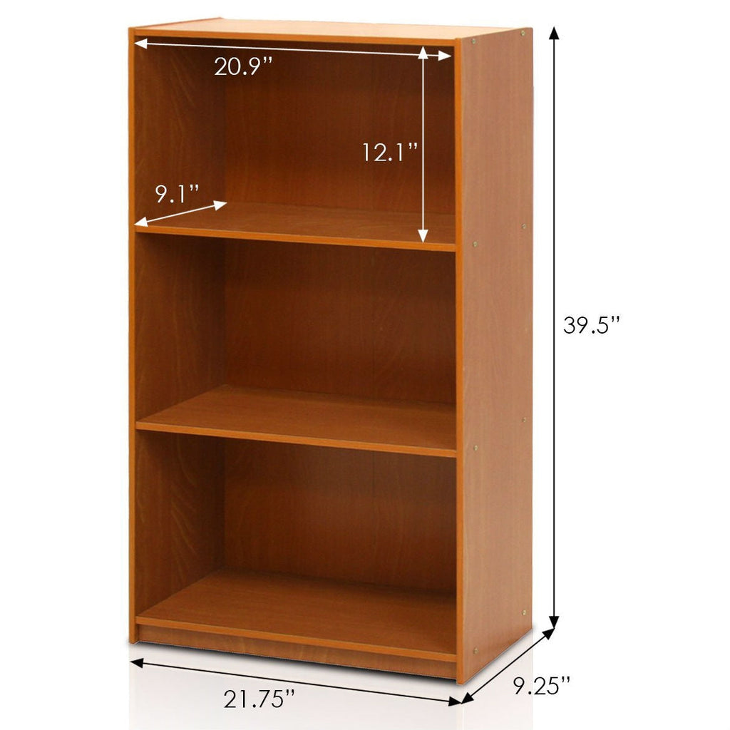 Modern 3-Shelf Bookcase in Light Cherry Wood Finish - Deals Kiosk