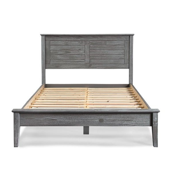 Contemporary Grey Solid Pine Platform Bed in Queen Size - Deals Kiosk