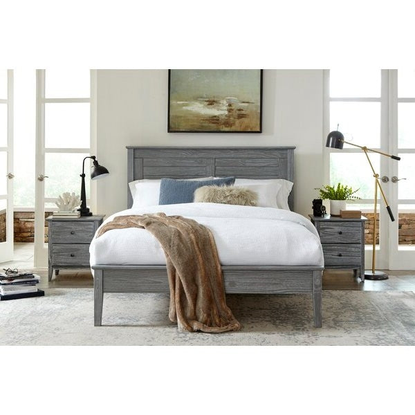 Contemporary Grey Solid Pine Platform Bed in Queen Size - Deals Kiosk