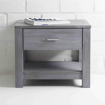 Contemporary Grey Solid Pine 1 Drawer Nightstand - Deals Kiosk