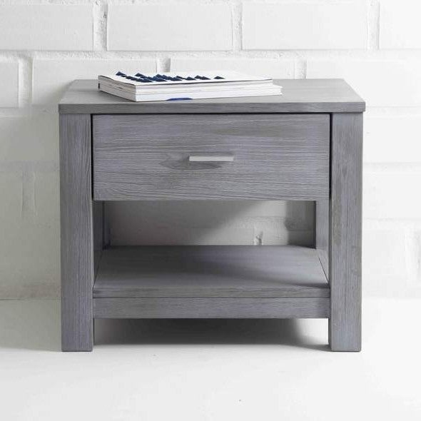 Contemporary Grey Solid Pine 1 Drawer Nightstand - Deals Kiosk