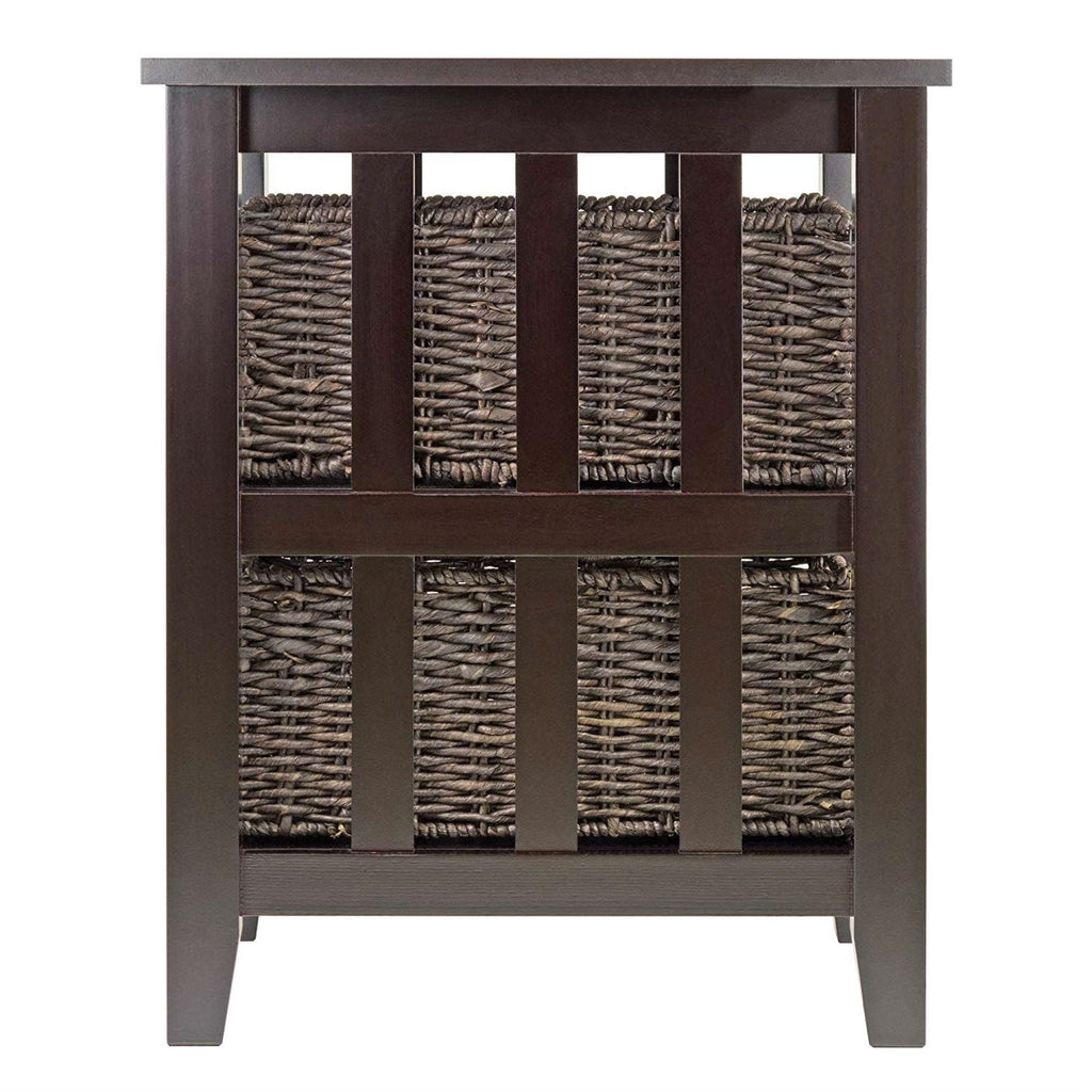Espresso 3 Tier Bookcase Shelf Accent Table with 2 Small Storage Baskets - Deals Kiosk