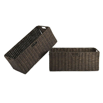 Espresso 3 Tier Bookcase Shelf with 2 Large Storage Baskets - Deals Kiosk