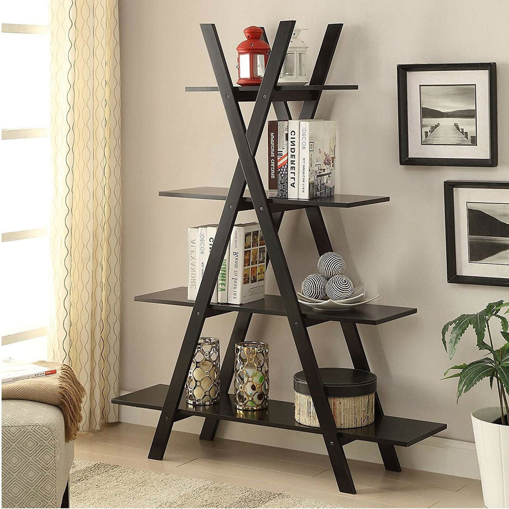Modern A-Frame 4-Shelf Bookcase Bookshelf Display Shelves - Deals Kiosk