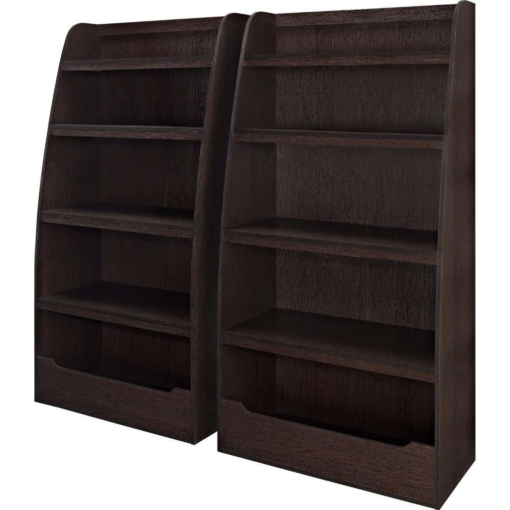 Kids 4-Shelf Bookcase in Espresso Wood Finish Childs Bedroom - Deals Kiosk