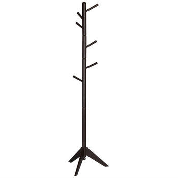 Espresso Wood Finish Coat Rack Entryway Hall Tree Hat Rack