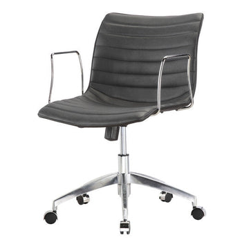 Black Mid-Back Modern Mid-Century Style Comfortable Office Chair - Deals Kiosk