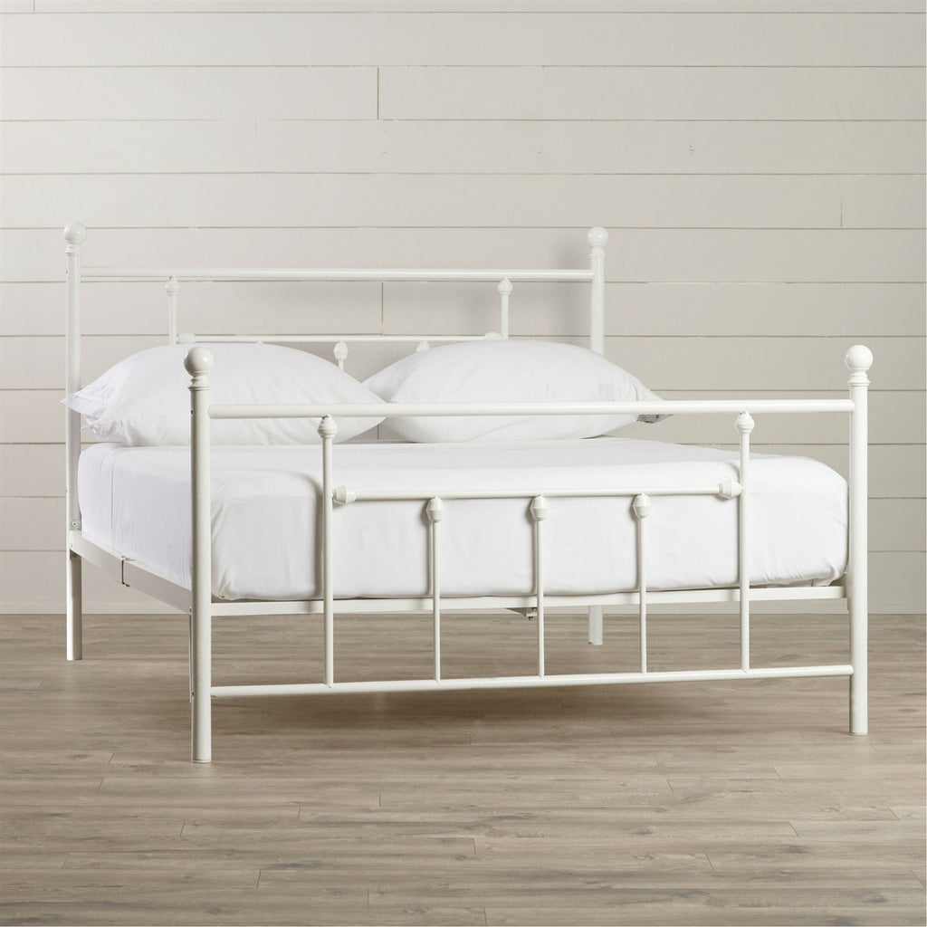 Full size White Metal Platform Bed Frame with Headboard and Footboard - Deals Kiosk
