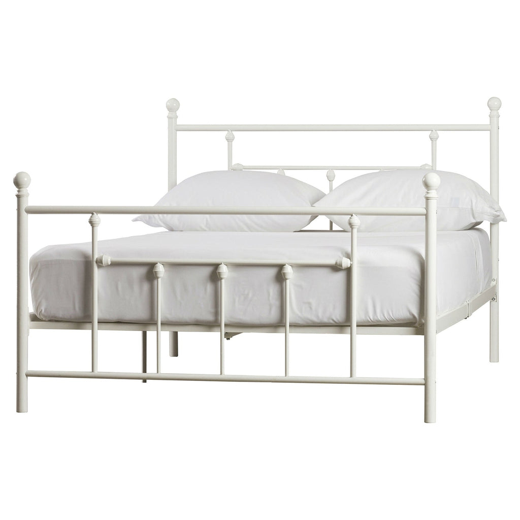 Full size White Metal Platform Bed Frame with Headboard and Footboard - Deals Kiosk