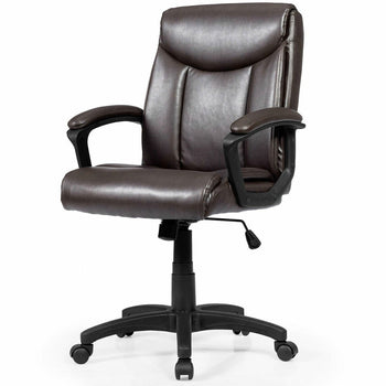 Ergonomic Brown Faux Leather Executive Office Chair