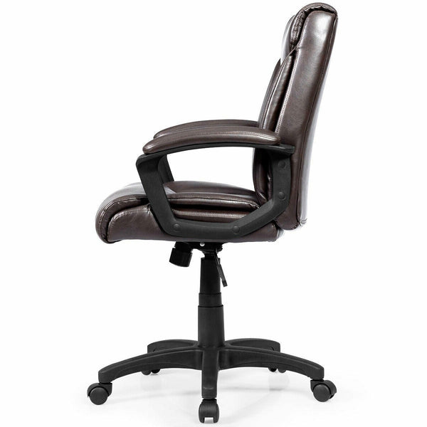 Ergonomic Brown Faux Leather Executive Office Chair - Deals Kiosk