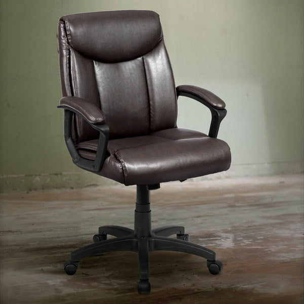 Ergonomic Brown Faux Leather Executive Office Chair - Deals Kiosk