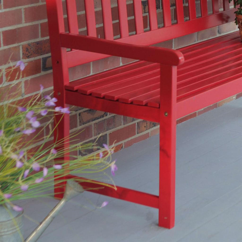 5-Ft Outdoor Garden Bench in Red Wood Finish with Armrest - Deals Kiosk