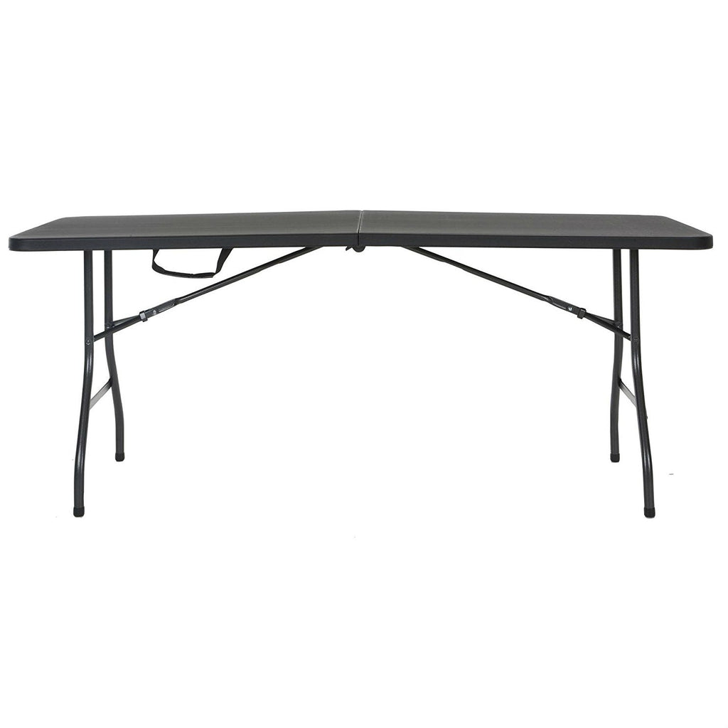 Black 6-Ft Centerfold Folding Table with Weather Resistant Top - Deals Kiosk
