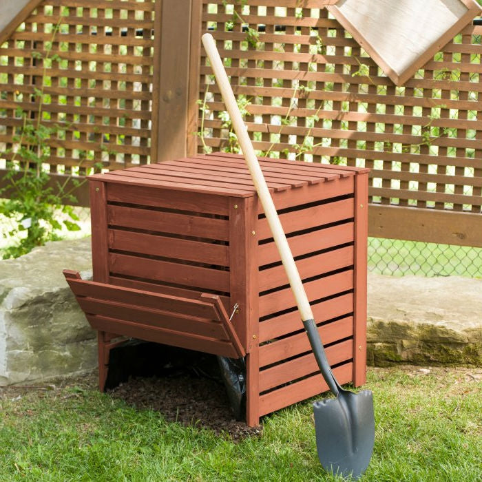 Outdoor 90 Gallon Solid Wood Compost Bin with Brown Finish - Deals Kiosk