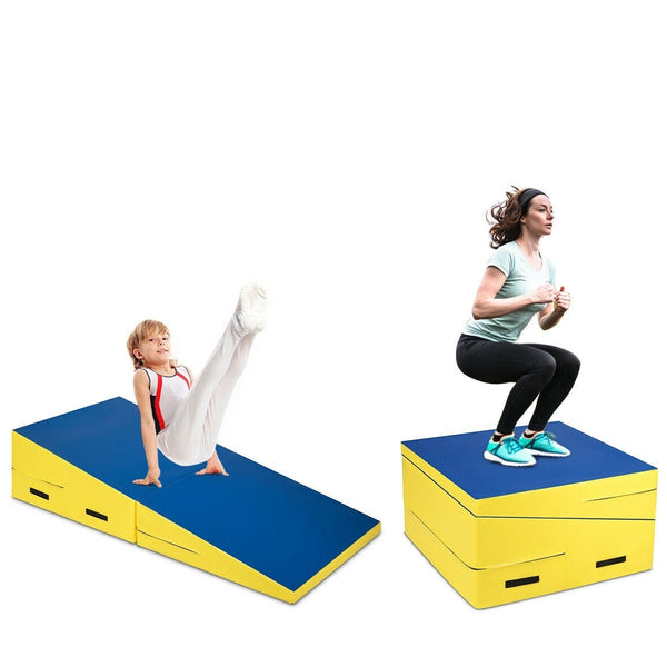 Folding Foam Soft Incline Slope Cheese Gymnastics Gym Mat Plyo Box - Deals Kiosk