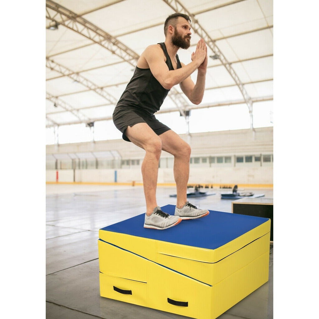 Folding Foam Soft Incline Slope Cheese Gymnastics Gym Mat Plyo Box - Deals Kiosk