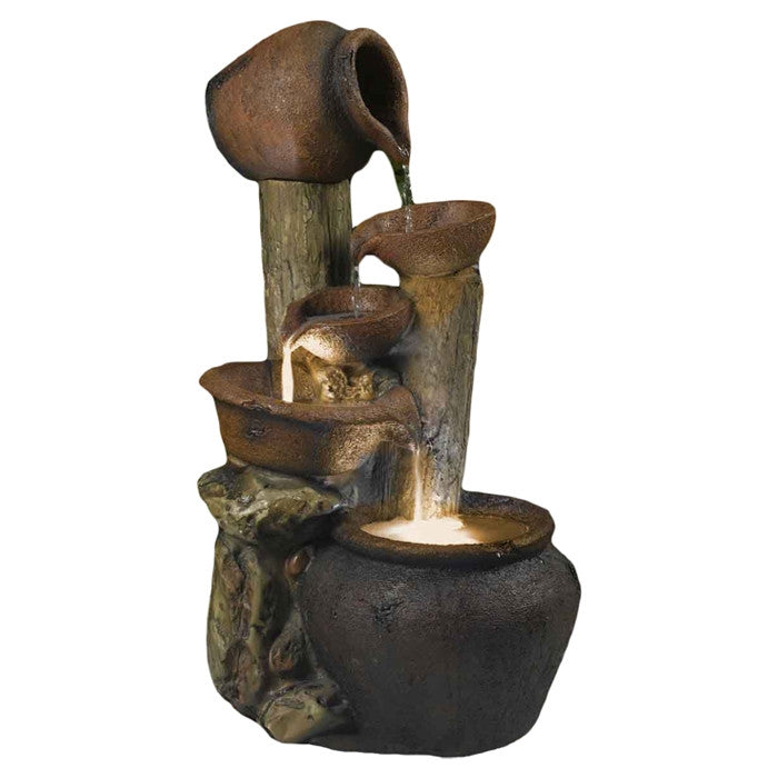 Clay Pot Style Indoor and Outdoor Fiberglass Illuminated Fountain - Deals Kiosk