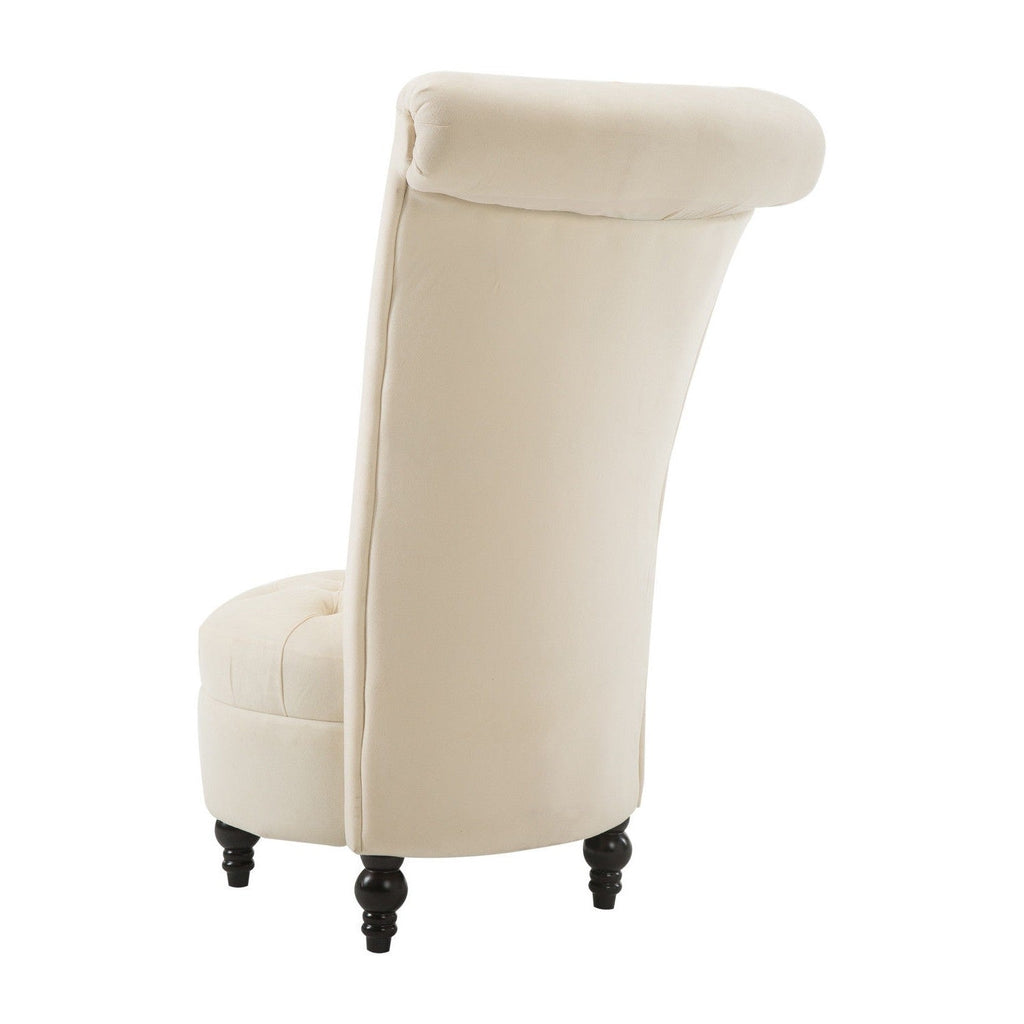 Cream Tufted High Back Plush Velvet Upholstered Accent Low Profile Chair - Deals Kiosk