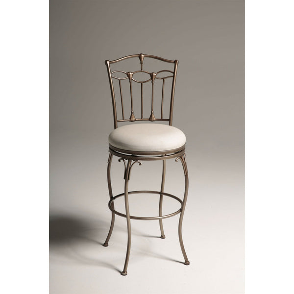 Bronze Metal Finish 30-inch Bar Stool with White Upholstered Swivel Seat