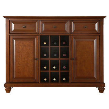 Classic Cherry Wood Finish Dining Room Sideboard Buffet with Wine Storage - Deals Kiosk