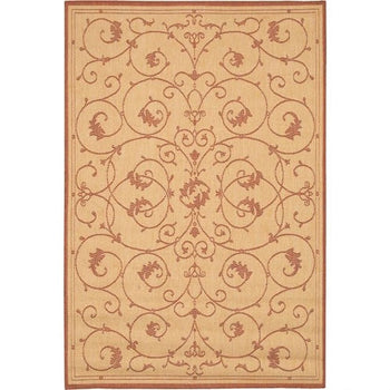7'6 x 10'9 Large Area Rug with Floral Vine Leaves Pattern in Terracotta