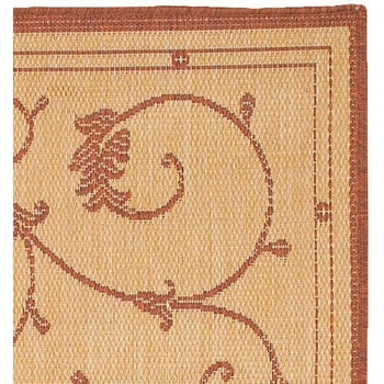 7'6 x 10'9 Large Area Rug with Floral Vine Leaves Pattern in Terracotta - Deals Kiosk