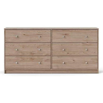 Farmhouse Contemporary 6 Drawer Double Dresser in Oak - Deals Kiosk