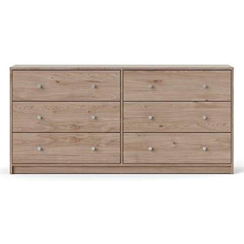 Farmhouse Contemporary 6 Drawer Double Dresser in Oak - Deals Kiosk