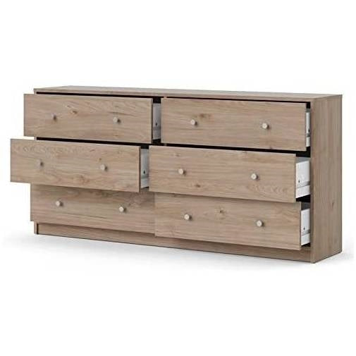 Farmhouse Contemporary 6 Drawer Double Dresser in Oak - Deals Kiosk