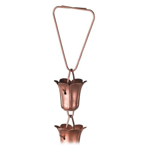 Handmade 8.5 Ft Solid Copper Tulip Rain Chain - Deals Kiosk