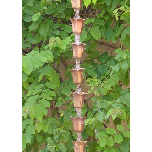 Handmade 8.5 Ft Solid Copper Tulip Rain Chain - Deals Kiosk