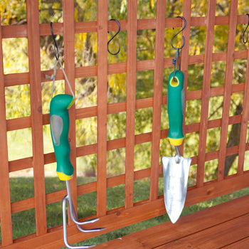 Outdoor Weather-Resistant Fir Wood Potting Bench Garden Table with Lattice Back - Deals Kiosk