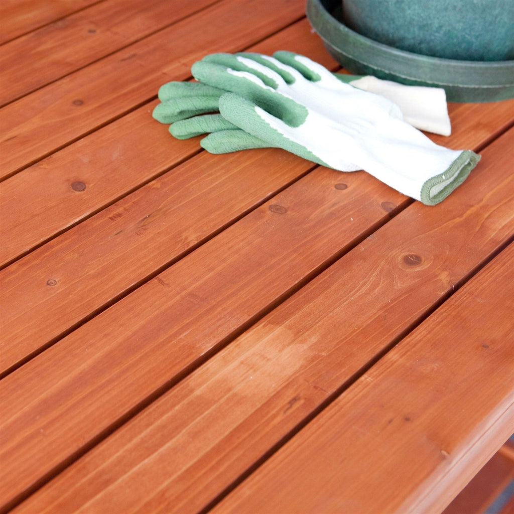 Outdoor Weather-Resistant Fir Wood Potting Bench Garden Table with Lattice Back - Deals Kiosk