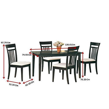 Casual Contemporary 5-Piece Dining Set in Dark Brown Wood Finish - Deals Kiosk