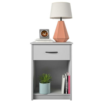 Bedroom 1-Drawer Nightstand in Light Grey Wood Finish - Deals Kiosk