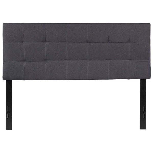 Full size Dark Grey Fabric Linen Upholstered Panel Headboard - Deals Kiosk