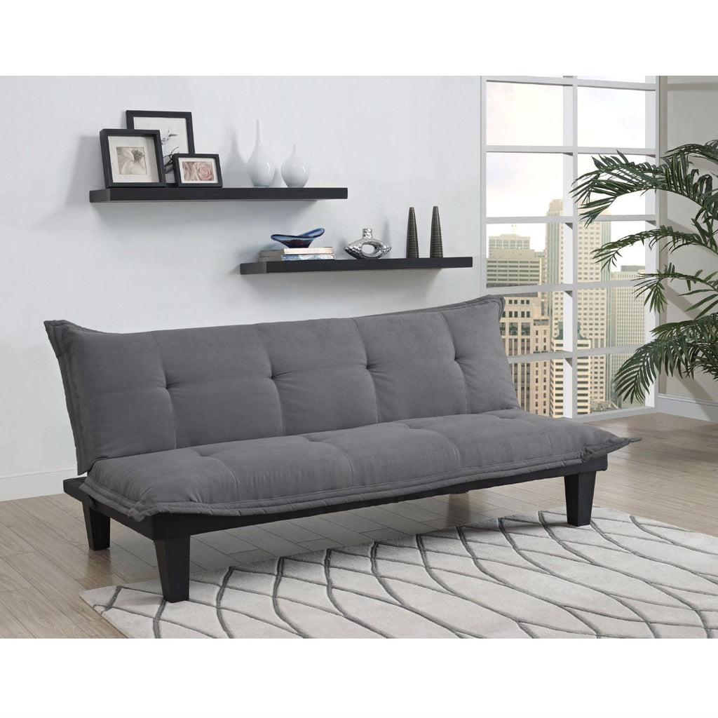 Charcoal Microfiber Click-Clack Futon Sofa Bed Lounger - Deals Kiosk