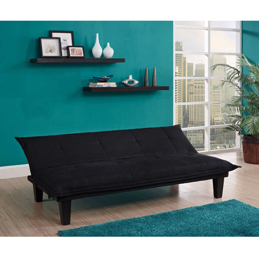 Black Microfiber Click-Clack Sleeper Sofa Bed Futon Lounger - Deals Kiosk